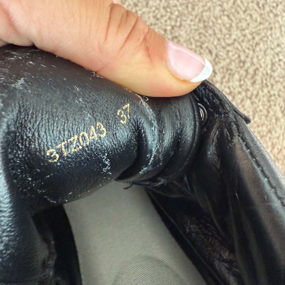 PRADA High-Top Black Soft Leather Sneakers Women’s Size 7 - Picture 7 of 10